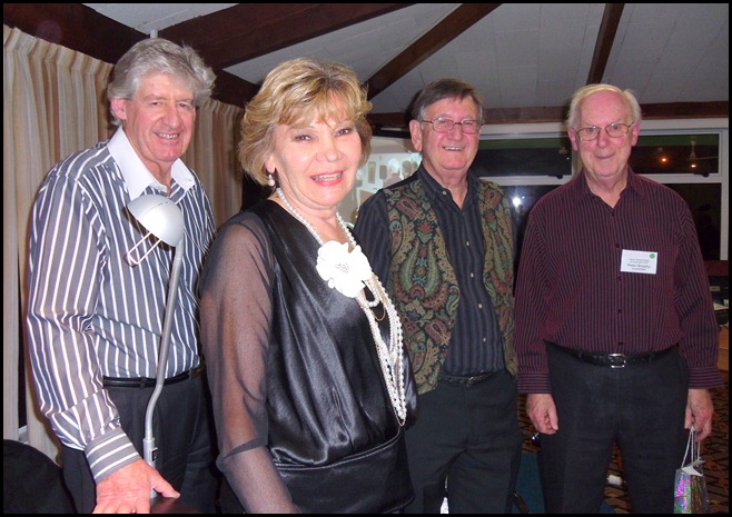 Carole Littlejohn's Music Makers Band after the performance. Left to Right: Ian Jackson, Carole Littlejohn, Len Hancy and Peter Brophy. Photo courtesy of Club Secretary, Colleen Kerr.