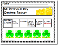 St. Patrick's Day Center Packet from Raki's Rad Resources