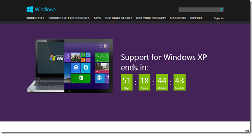 Support for Windows XP is ending