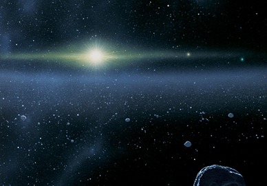 ilustração dos objetos no Cinturão de Kuiper