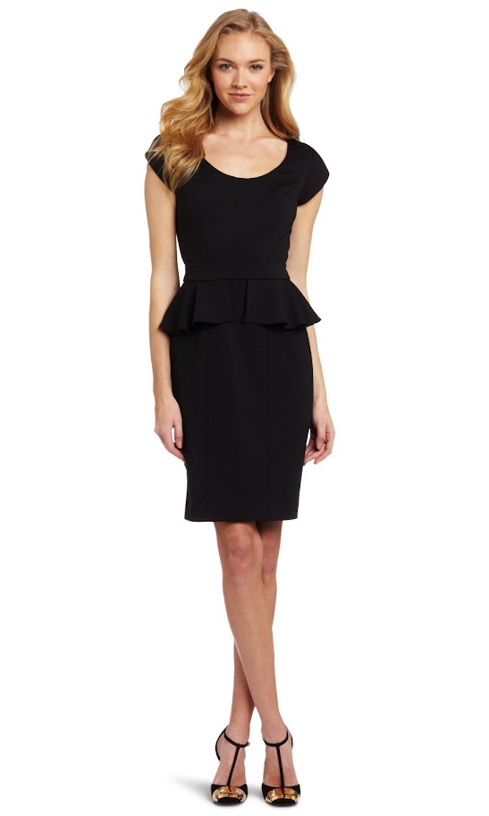 Dresses: Rebecca Taylor Women's Peplum Shift Dress (Black)