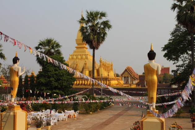 The calm Phat That Luang in Vientiane, Laos