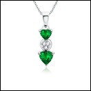 Heart Emerald and Diamond Dangling Pendant