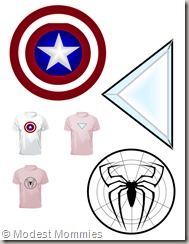 Super Hero T-Shirt Costumes - Cap Amer Iron Man Spidey
