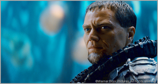 Michael Shannon plays General Zod, a villian who loves to hear himself sound menacing. CLICK to visit the official MAN OF STEEL site.