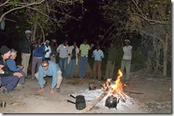 Singing and dancing after dinner on our island camp in the Okavango Delta