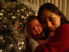 c0 Dee Dee and Jing. This is Dee Dee's first Christmas. She is just shy of 2 months old.