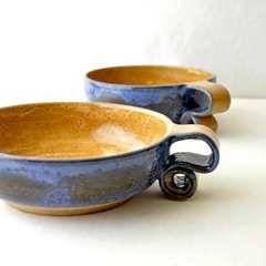 scroll handle ceream bowls by glazedOver Pottery