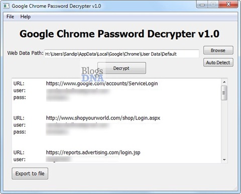 Google-Chrome-Password-Decrypter