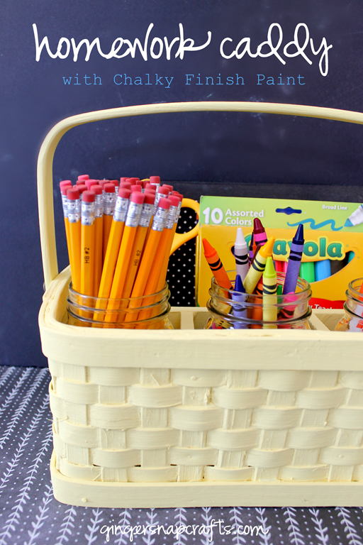 Homework Caddy with Americana Decor Chalky Finish Paint at GingerSnapCrafts.com #Decoart #ad