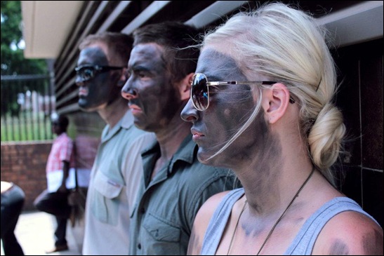 AFRIKAANS matriculants paint themselves black in protest against their top-performers being denied places at Afrikaans Universities for purely racist reasons