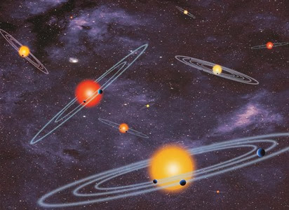 ilustração de sistemas planetários múltiplos