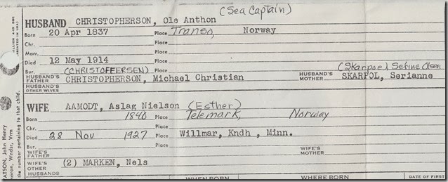 Christopherson, Ole Anthon - Family Group Sheet Christopherson, Ole Anthon - Family Group Sheet