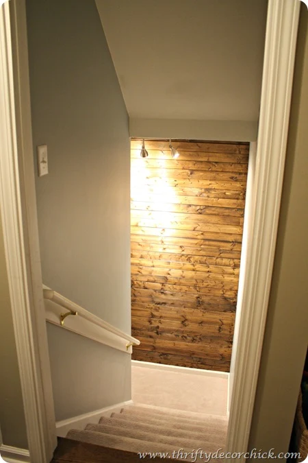 DIY wood planked wall dark stain