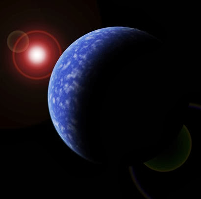 ilustração de um dos exoplanetas em torno da anã vermelha