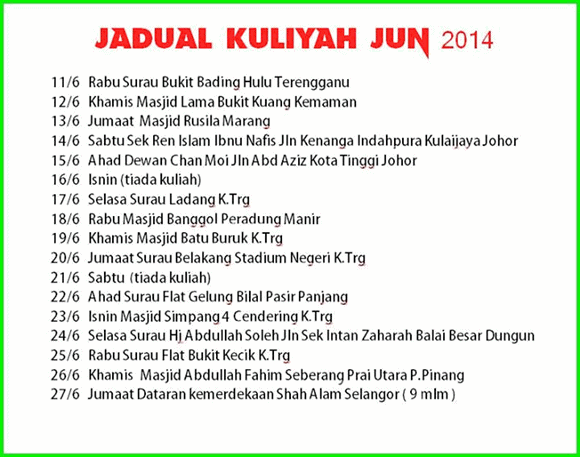 Jadual-Kuliah-Ustaz-Azhar-Idrus-Jun-2014