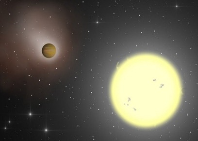 ilustração de um exoplaneta e sua estrela