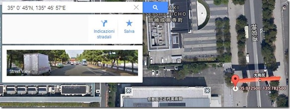 Foto geolocalizzata con dati GPS in Google Maps