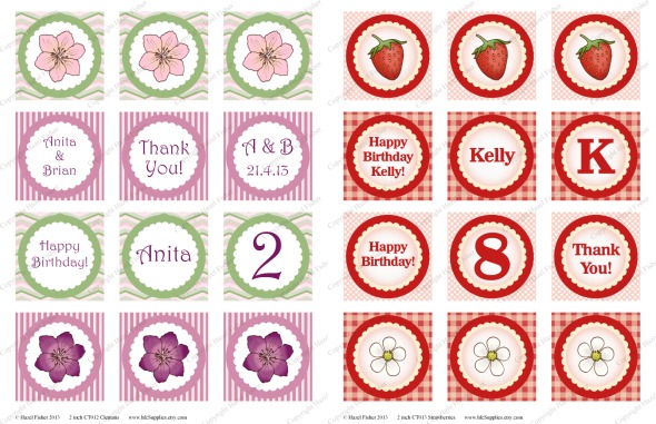 2013Feb22 printable cupcake toppers clematis and strawberries
