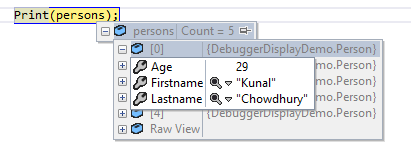Debugging individual item in a Collection