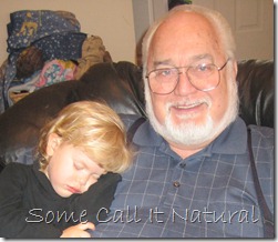 Here he is with one of grandkids.  He's a happyy Grandpa!