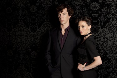BBC Sherlock Benedict Cumberbatch is Sherlock Holmes and Lara Pulver is Irene Adler