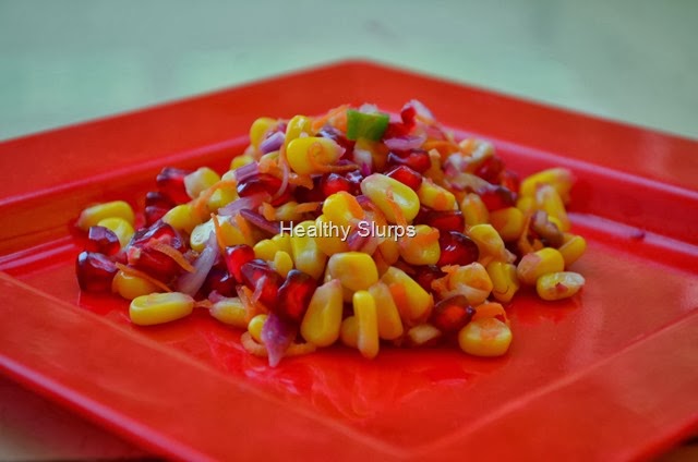 Crunchy but not fried-Sweet Corn and pomegranante salad