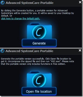 Advanced SystemCare Free generare la versione portable