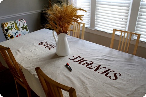 thankful tablecloth for writing