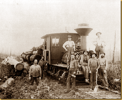 Logging white pine log car & Shay locomotive narrow gauge rail