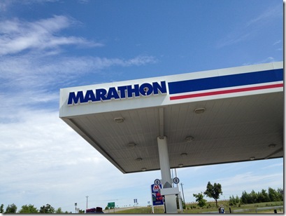 A "MARATHON" gas station as we are on our way to run a MARATHON?! Cheesy I know, but hey, we were pumped!