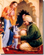 Nanda Maharaja with Yashoda and Krishna