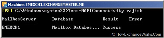 Test-MAPIConnectivity mailbox