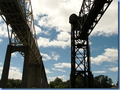 4992 Michigan - Sault Sainte Marie, MI -  St Marys River - Soo Locks Boat Tours - passing under International Bridge and International Railroad Bridge