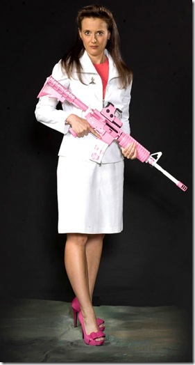 Ann Barnhardt pink semi-auto rifle