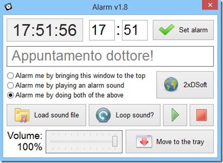 Alarm sveglia audio per Windows