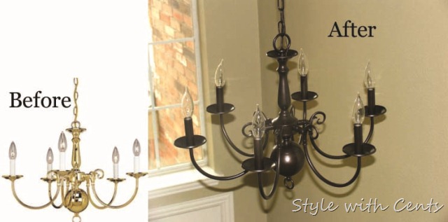 rustoleum oil rubbed bronze spray paint chandelier before after