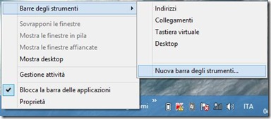 Windows 8 creare una nuova barra degli strumenti