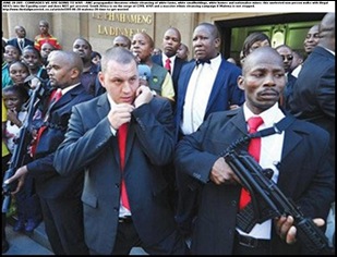 MALEMA brought his body guards with their AK47s inside the Equality Court at his hatespeech trial DID NOT GET ARRESTED