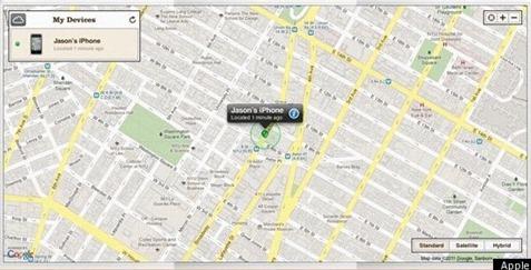 iPhone en el mapa geográfico de iCloud