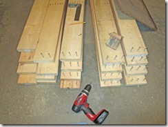 wooden beds staged with pre-drilled ends