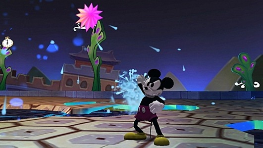 O Mickey dá tchau.