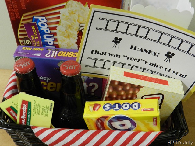 contents of movie themed gift basket