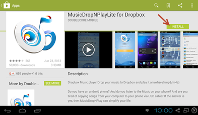 ฟังเพลงออนไลน์จาก dropbox ใน Android