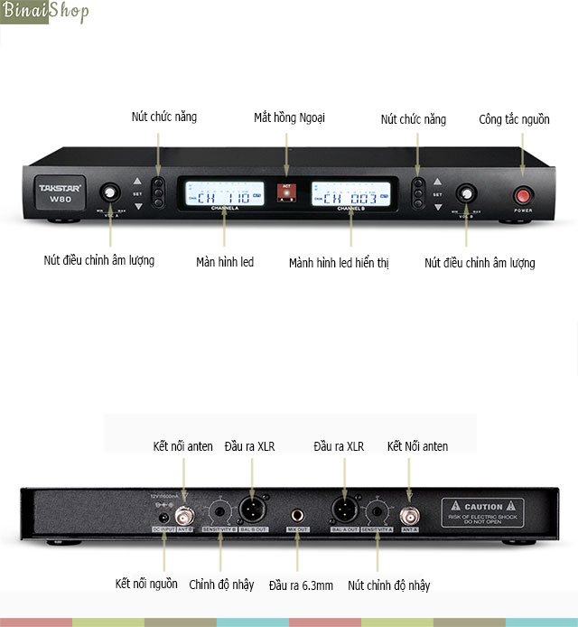 Micro không dây chuyên nghiệp Takstar W80-UHF
