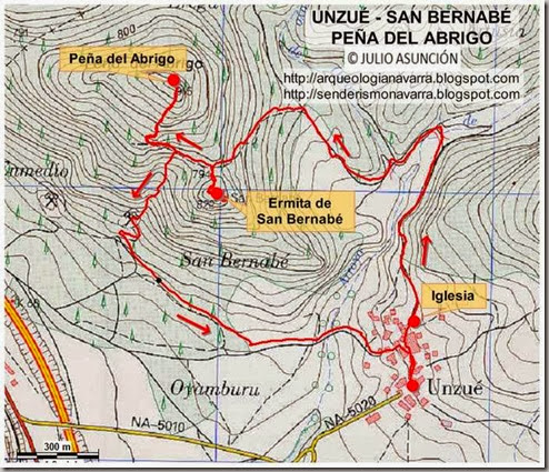 Mapa ruta San Bernabé y Peña del Abrigo