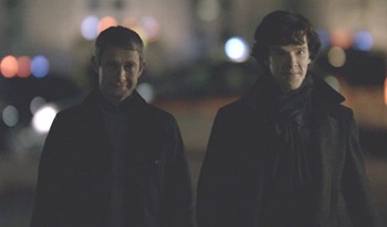 Dr Watson et Sherlock dans la série TV Sherlock Holmes