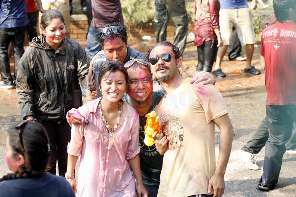 Namrata Shrestha Enjoying her Holi Party with Other Celebrities.