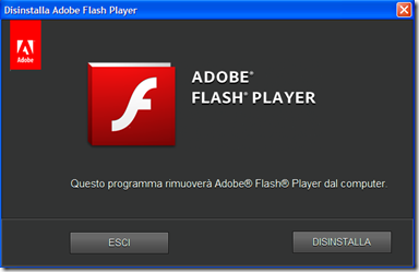 Disinstalla Adobe Flash Player