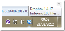 Ícone do Dropbox na barra de notificação